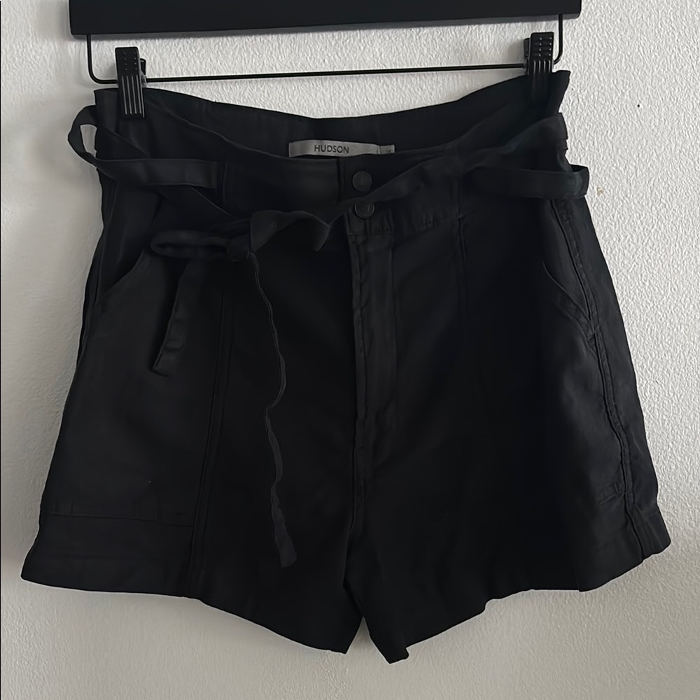 Hudson Jeans Black High Waist Shorts with Tie Belt